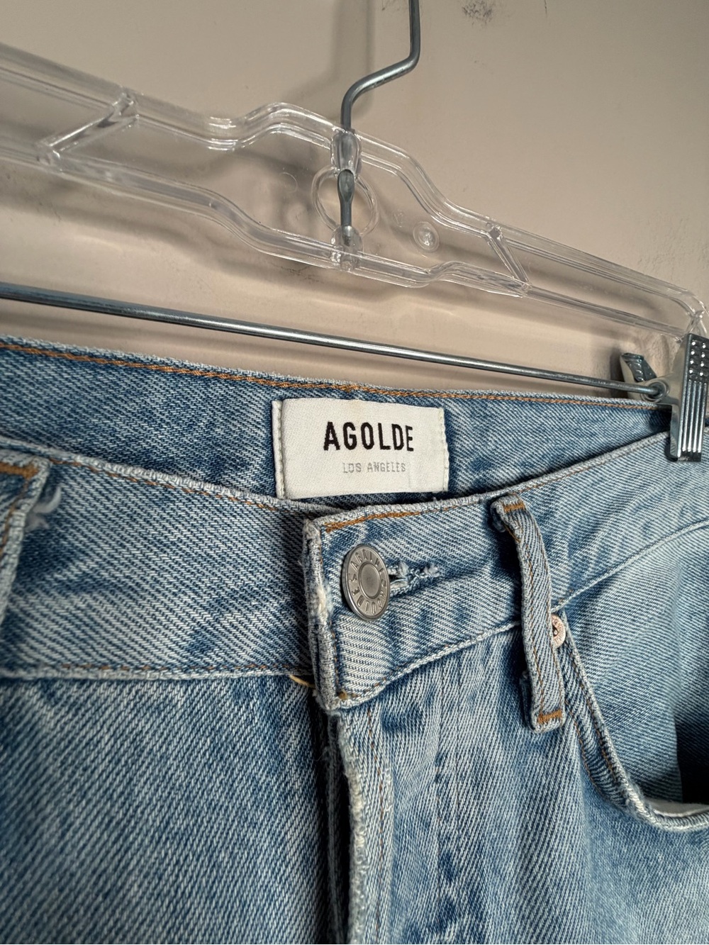 Agolde Jeans 90s Mid Rise Loose Fit in Snapshot Straight Blue Denim Casual 24 - Picture 3 of 8